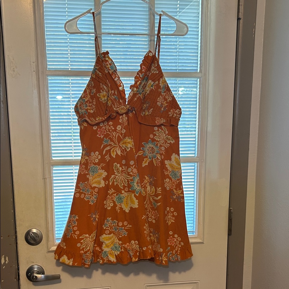 Free People orange floral mini dress